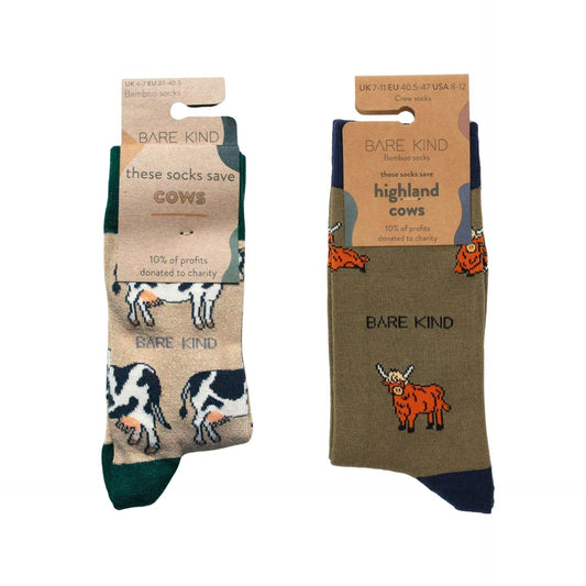 Green Cow Bundle of 2 Bamboo Sock Set - Barekind NZ