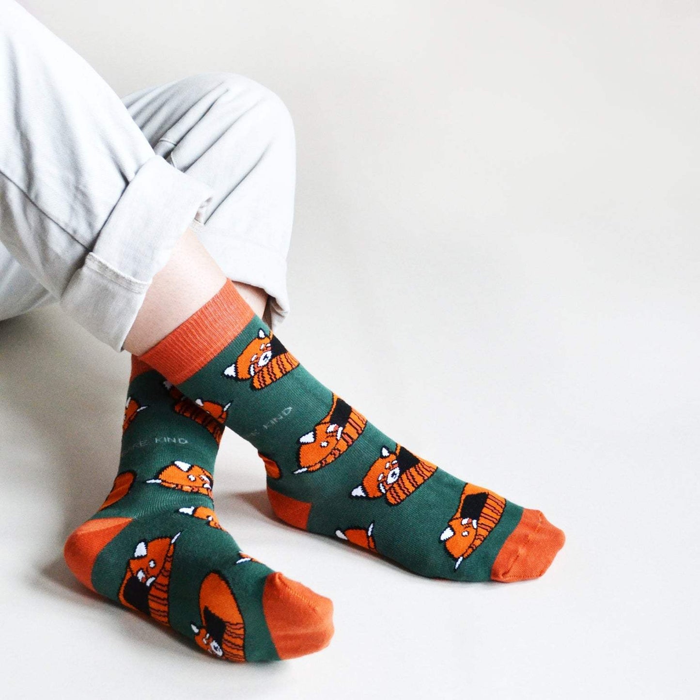 Red Pandas Bamboo Socks with animated red panda design, soft bamboo fiber, and donation to Rainforest Trust UK.