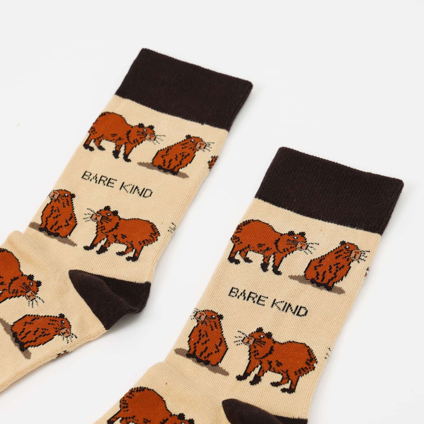 closeup to brown capybara bamboo socks