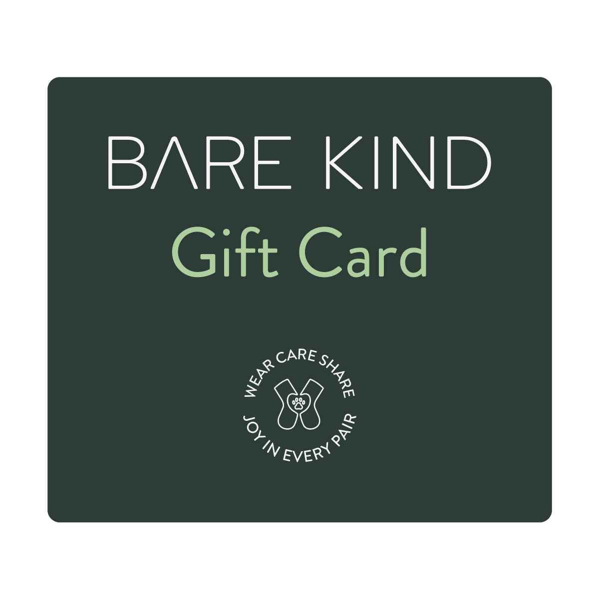 Bare Kind Gift Card digital voucher for store products, delivered via email