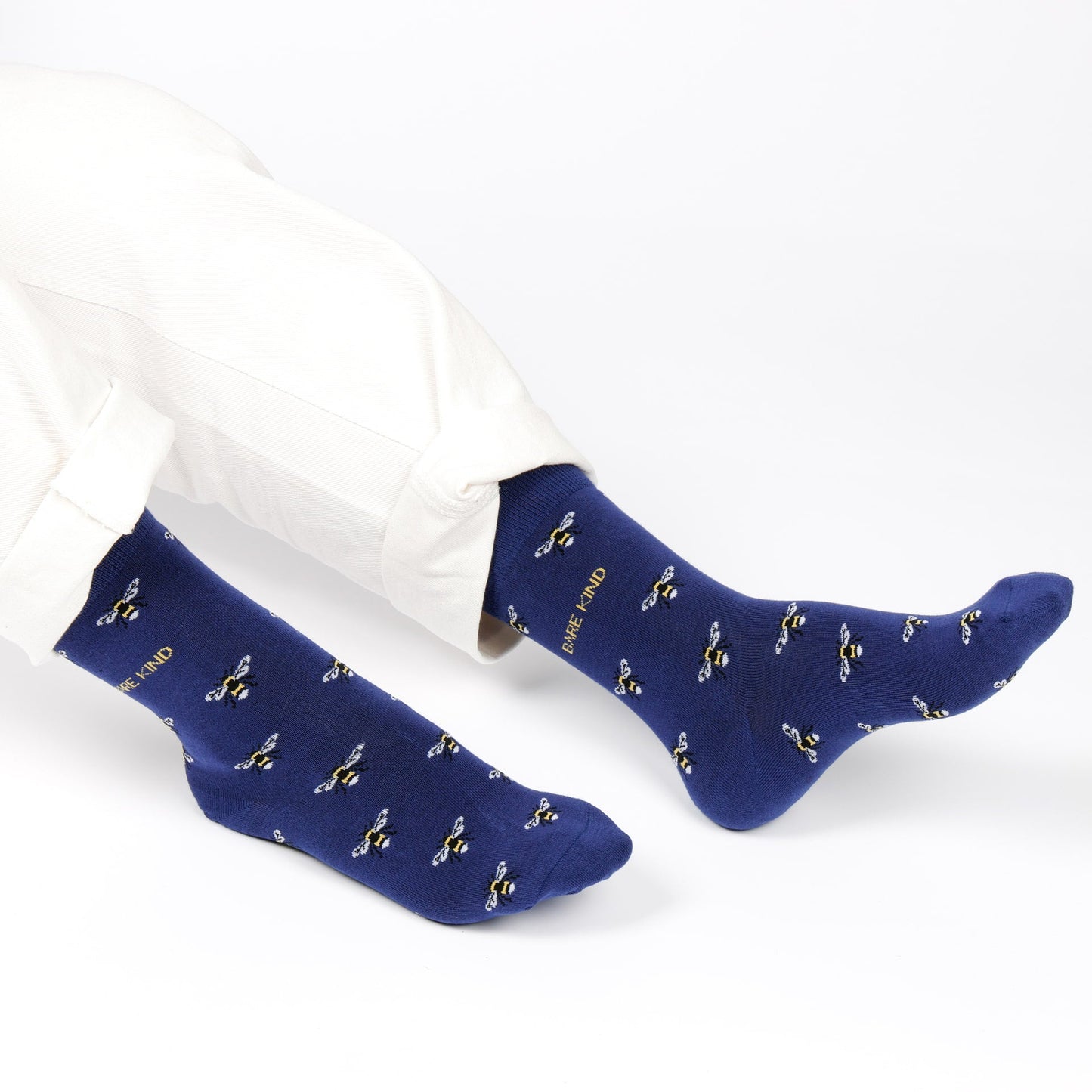 Bee 2 Pack Bamboo Sock Set featuring yellow and navy bee-themed socks made from soft bamboo fiber