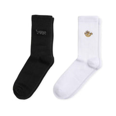 Black and white ribbed bamboo socks 2 pack for work and gym with soft texture and wildlife charity support