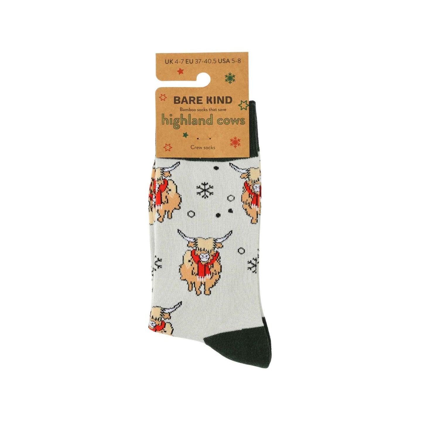Save the White Christmas Highland Cow Bamboo Socks