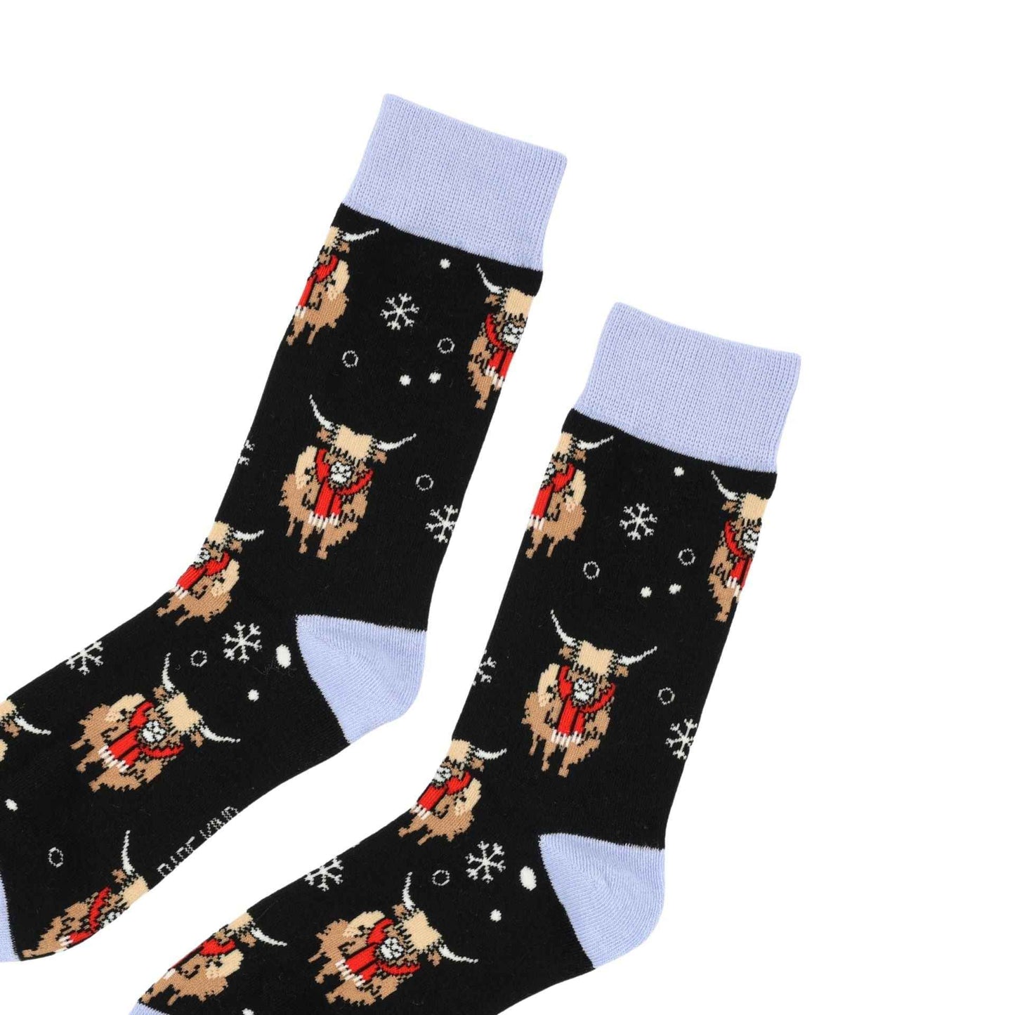 Save the Black Christmas Highland Cow Bamboo Socks