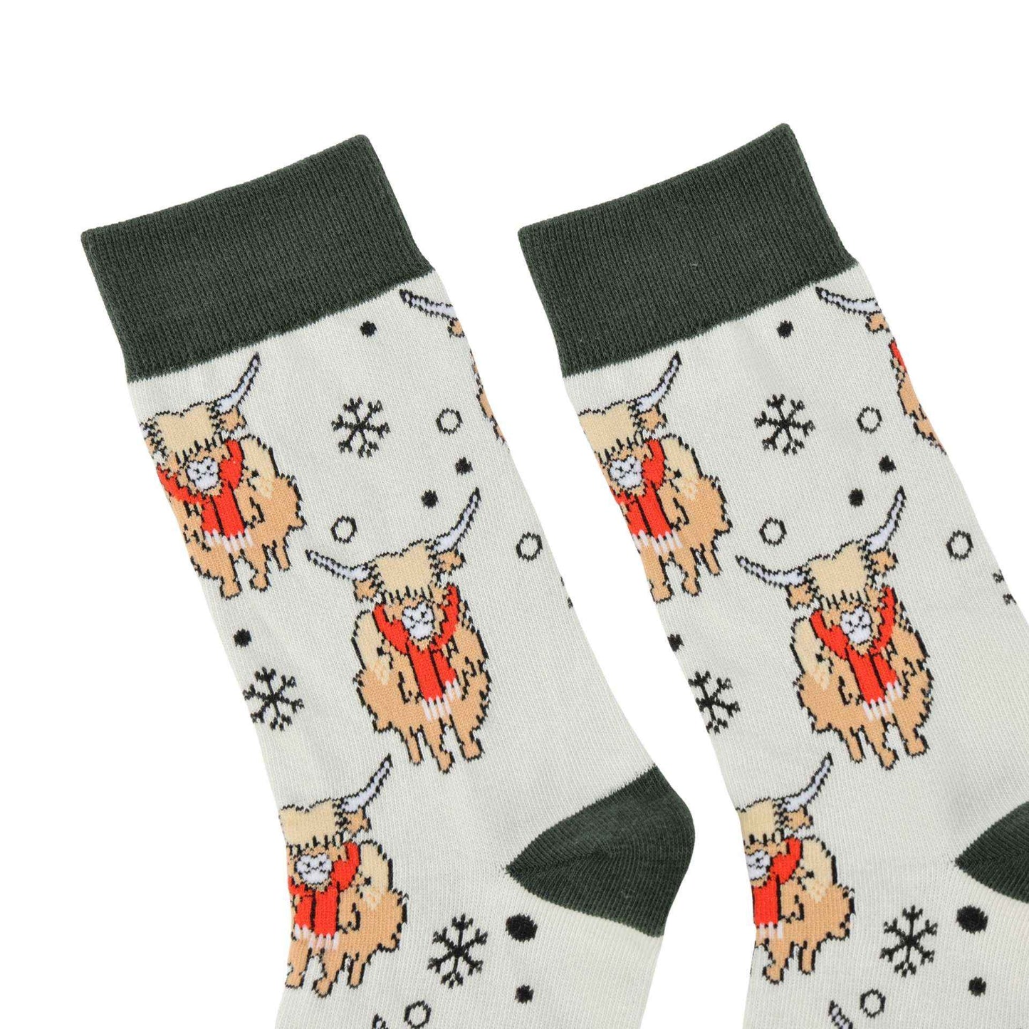 Save the White Christmas Highland Cow Bamboo Socks