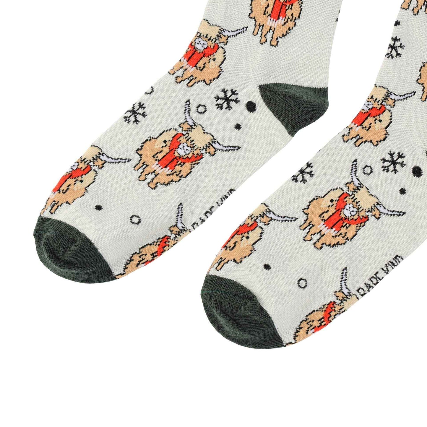 Save the White Christmas Highland Cow Bamboo Socks