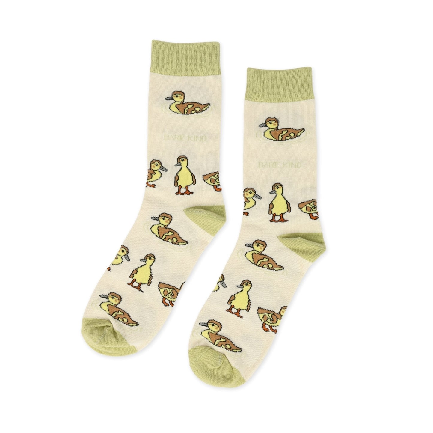 flat lay of green ducklings bamboo socks