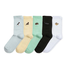 Full Ribbed Bundle 5-pack bamboo socks with animal designs and wildlife conservation support
