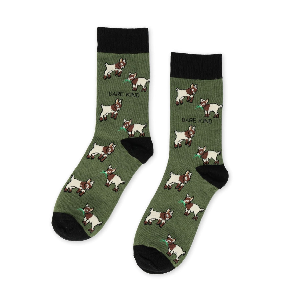 flat lay of green goats bamboo socks