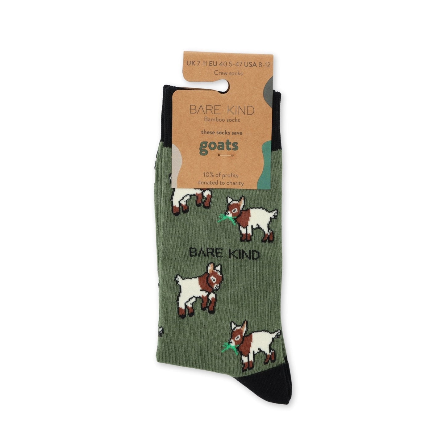 packaging flat lay of green goats bamboo socks