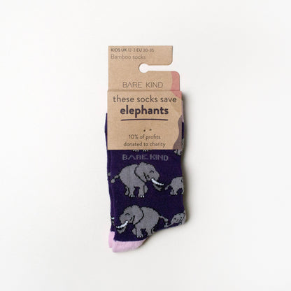 Save the Elephants Bamboo Socks for Kids