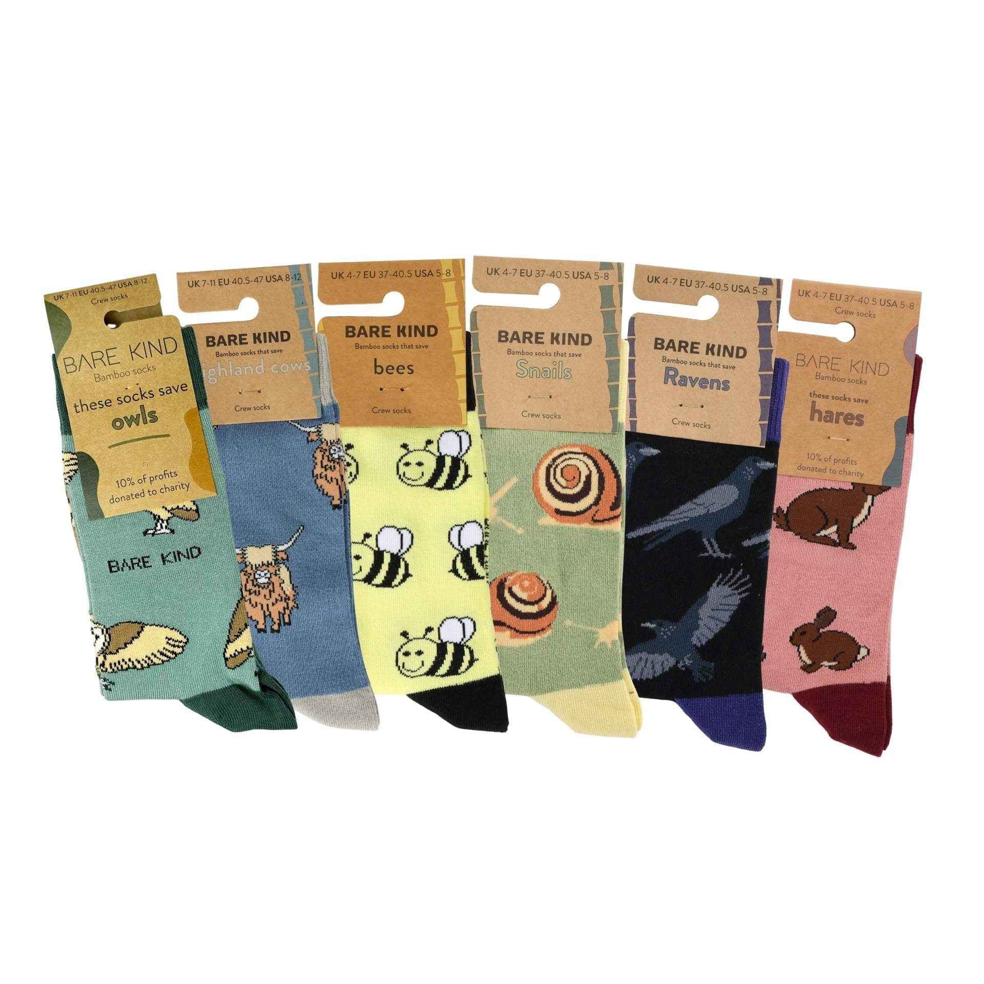 Animal Saving Rainbow Sock Bundle of 6
