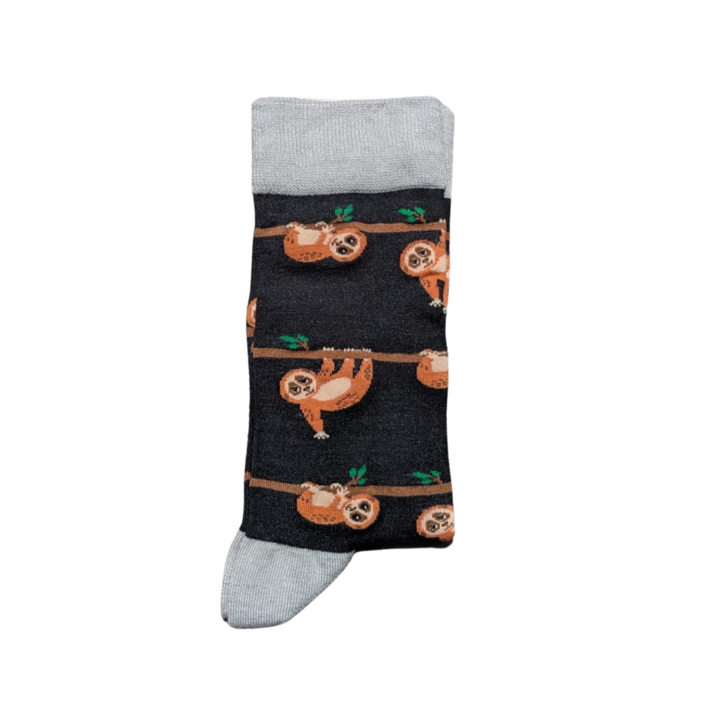Sock with slow loris pattern on a white background