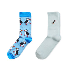 Blue Puffin 2 pack bamboo socks for comfort and puffin rescue support