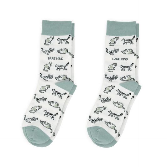 Pair of green cat bamboo socks