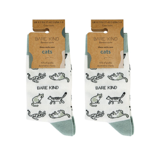 Pair of green cat bamboo socks