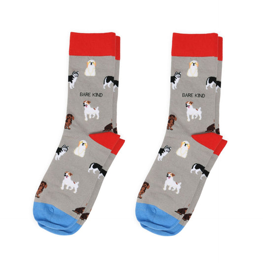 Pair of grey dog bamboo socks