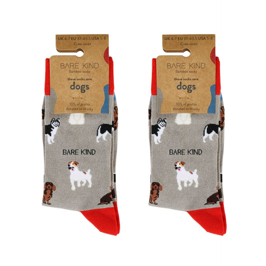 Pair of grey dog bamboo socks