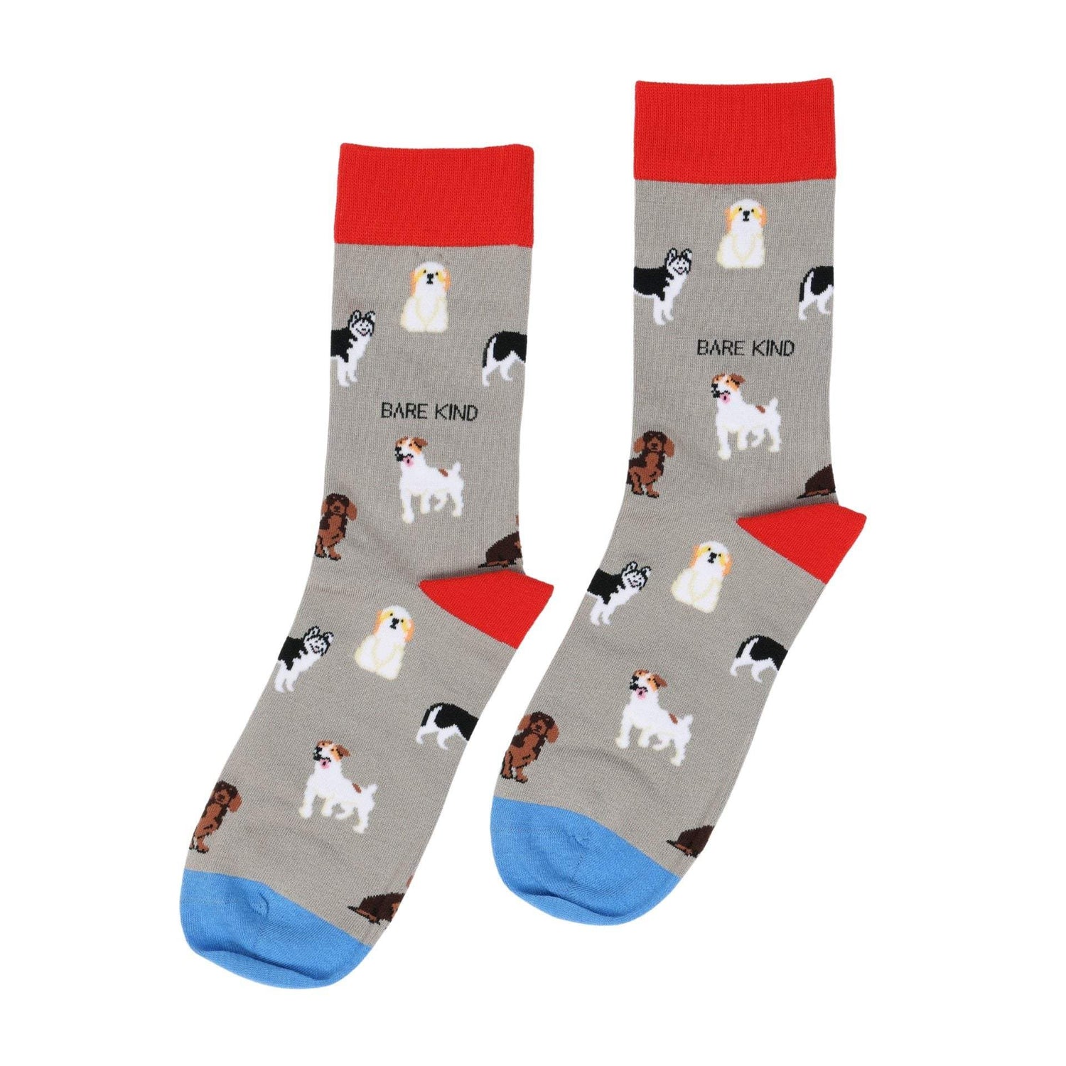 Grey dog bamboo socks with dog patterns, soft and breathable, supporting dog charities